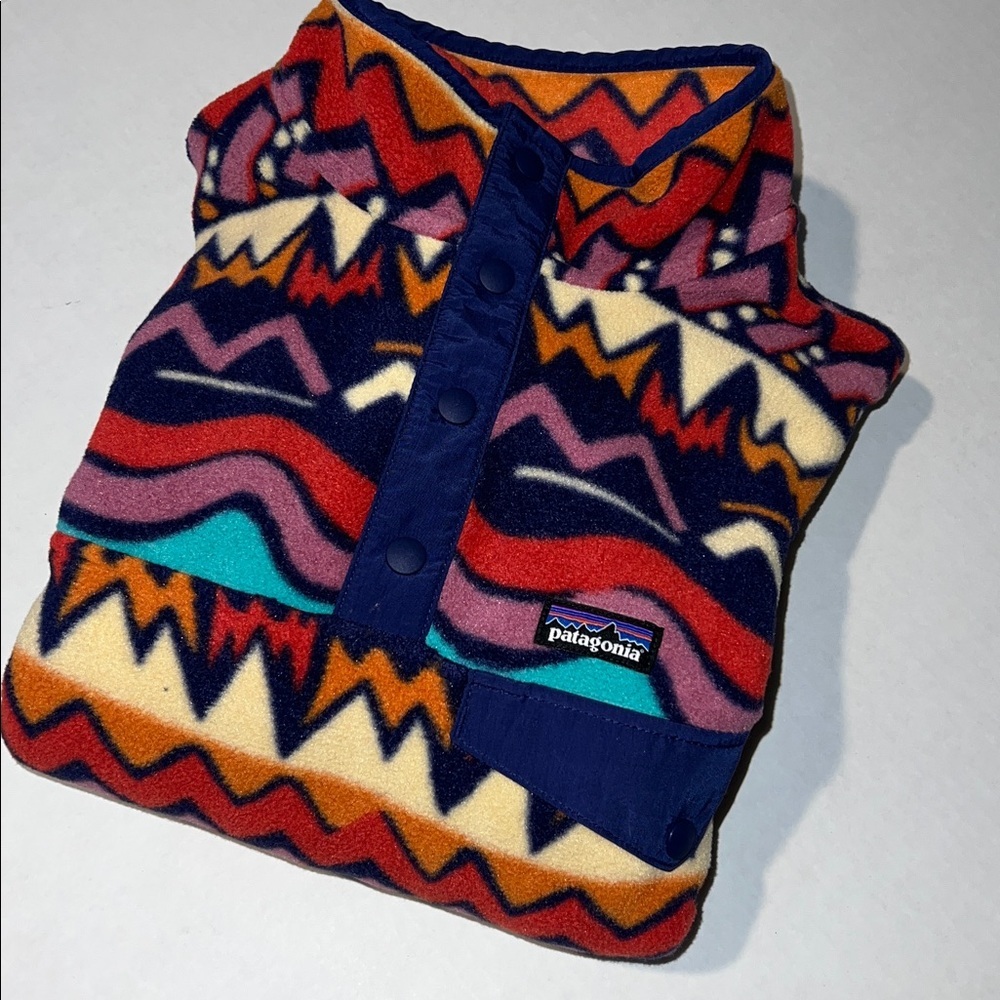 Patagonia Synchila Multicolor Patterned Snap T Sweater Size 14 Youth XL